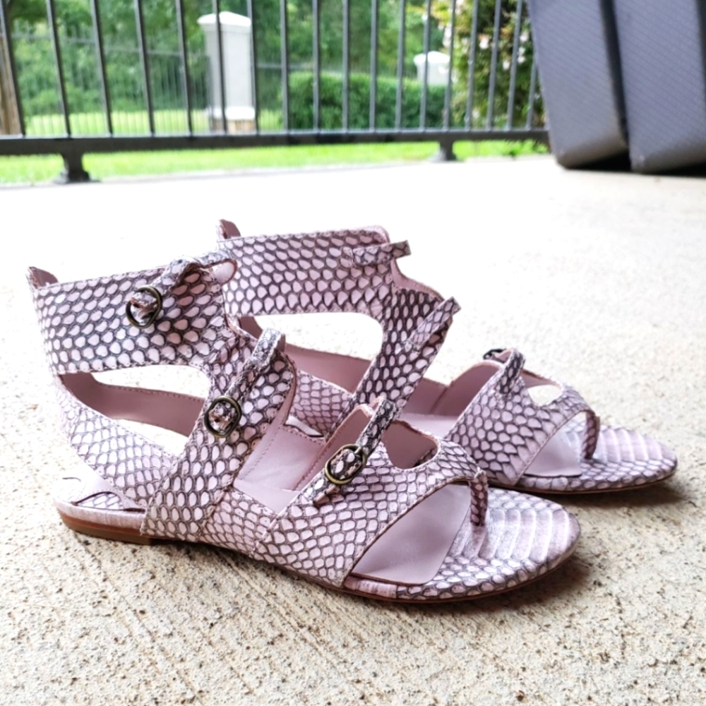 🆕️Leon Max Villa Size 6½ Genuine Leather Snakeskin Sandals